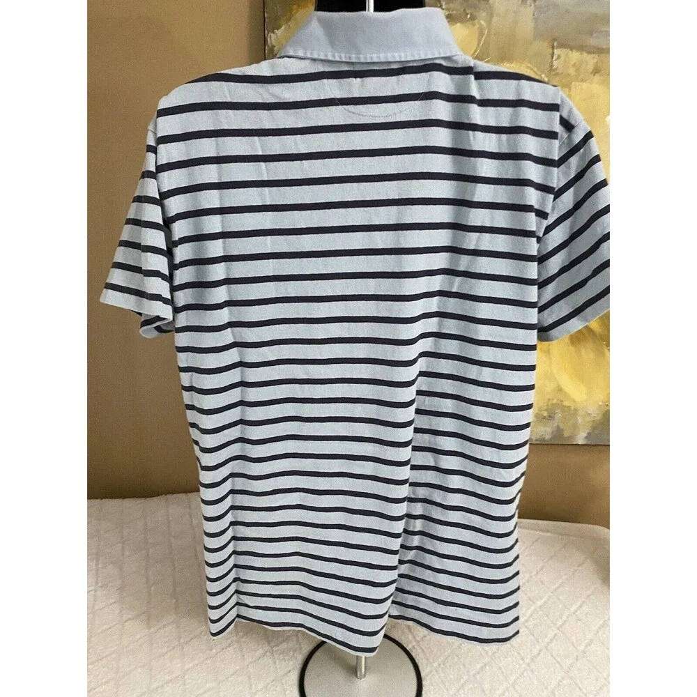 Vintage Ralph Lauren Blue Striped Men’s Polo Tee  Size XL